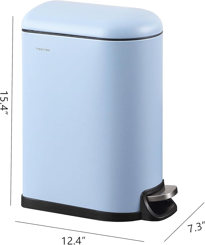 happimess HPM1009H Roland Mini 2.6-Gallon Step-Open Trash Can, Tide Pool Blue,with Soft-Close Lid, Fingerprint Resistant, Modern, Minimalistic for Home, Kitchen, Office, Bedroom, Bathroom