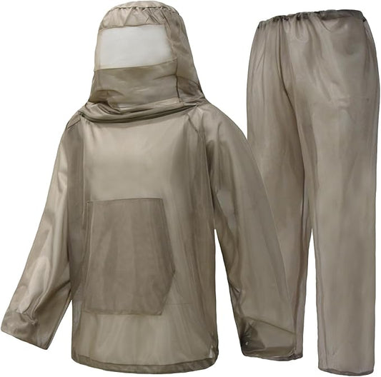 Mosquito Net Suit Camo Hunting Mesh Suit Bug Net Clothing with Hood for Outdoor Protection No-See-Ums Garden Camping