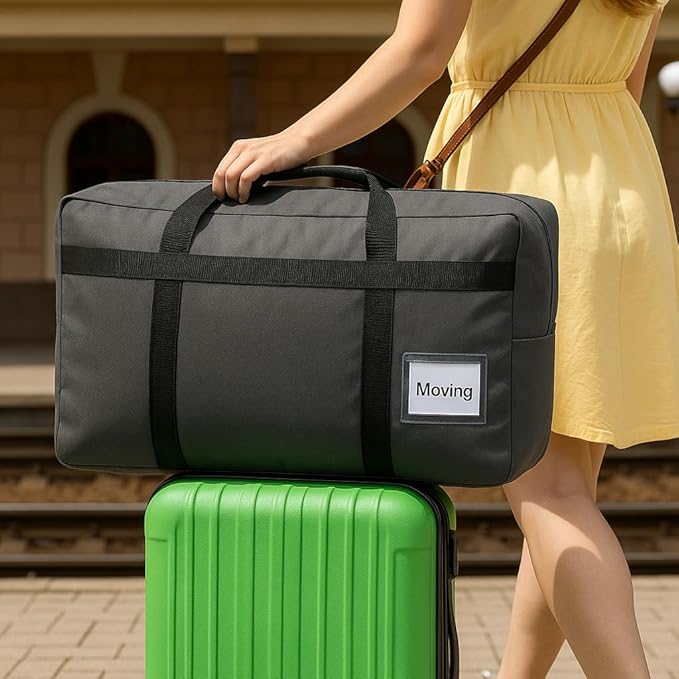 Duffle Bag for Travel, 24Gallons Bag Foldable Travel Duffel Bag Tote Carry on Luggage Duffle Overnight for Women and Men, Large Collapsible Waterproof Suitcase with Zippers and Handles, Grey