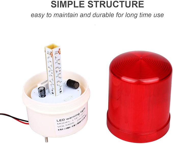 Industrial LED Rotating Strobe Beacon Warning Lights, Electrical Revolving Signal Lights for Emergency, 110v AC, Red, No Buzzer