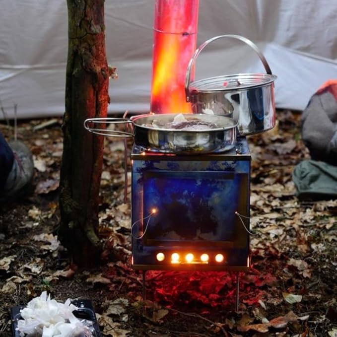 Seek Outside Titanium Wood Stove for Backpacking Camping Hunting | Large Standard Stove With 7.5' Pipe