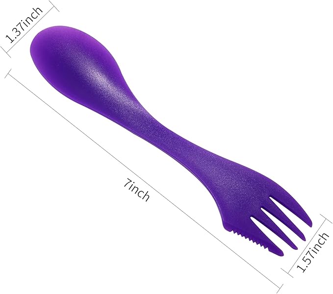 12Pcs Plastic Sporks Tritan Sporks 3 in 1 Travel Fork for Camping, Travel, Home, Restaurant (7 Inch)