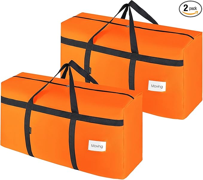 Duffle Bag for Travel, 24Gallons Bag Foldable Travel Duffel Bag Tote Carry on Luggage Duffle Overnight for Women and Men, Large Collapsible Waterproof Suitcase with Zippers and Handles, Orange