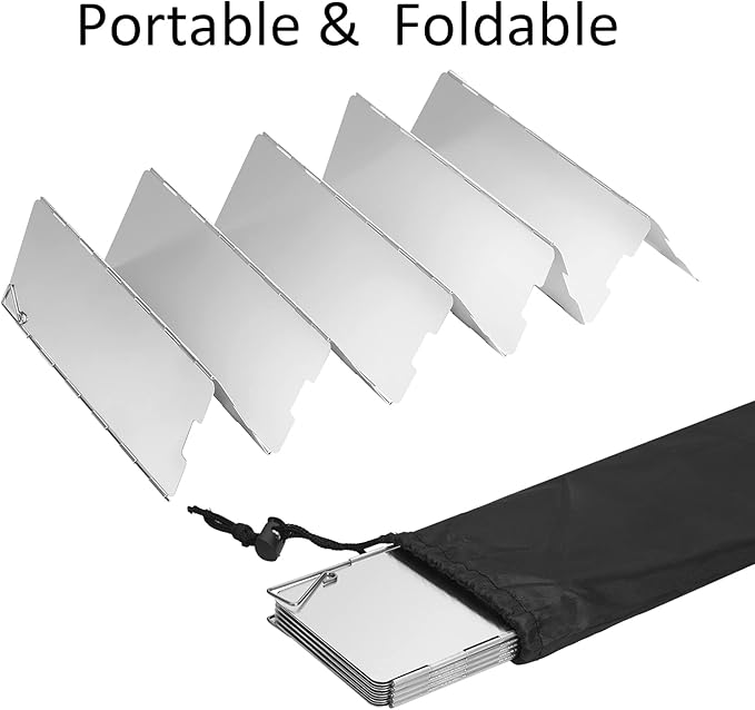Uning Camp Stove Windscreen, 10 Plates Lightweight Folding Outdoor Picnic Cooker Wind Screen Windshield for Camping, Backpacking, Butane, Alcohol Stoves