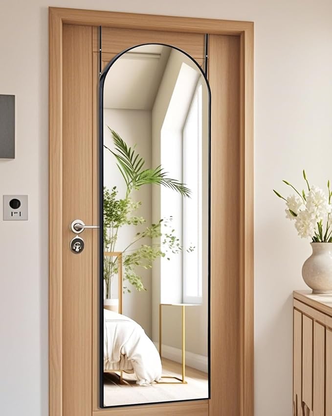 48"x14" Black Full Length Mirror – Door Hanging Mirror, Over The Door Mirror for Bathroom, Bedroom, Living Room & Locker Room