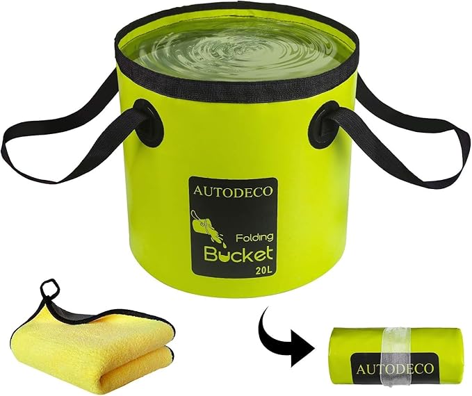 AUTODECO Collapsible Bucket 5 Gallon Container Folding Water Bucket Portable Wash Basin 20L