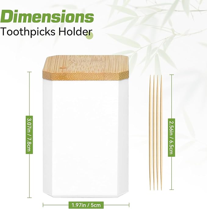 HOPELF Toothpick Holders 2 Pack with 4800 Picks,Round Toothpicks Double-Side Point for Teeth,Food Pick,Appetizers,Cocktails Fruits,Olive&DIY Craft.