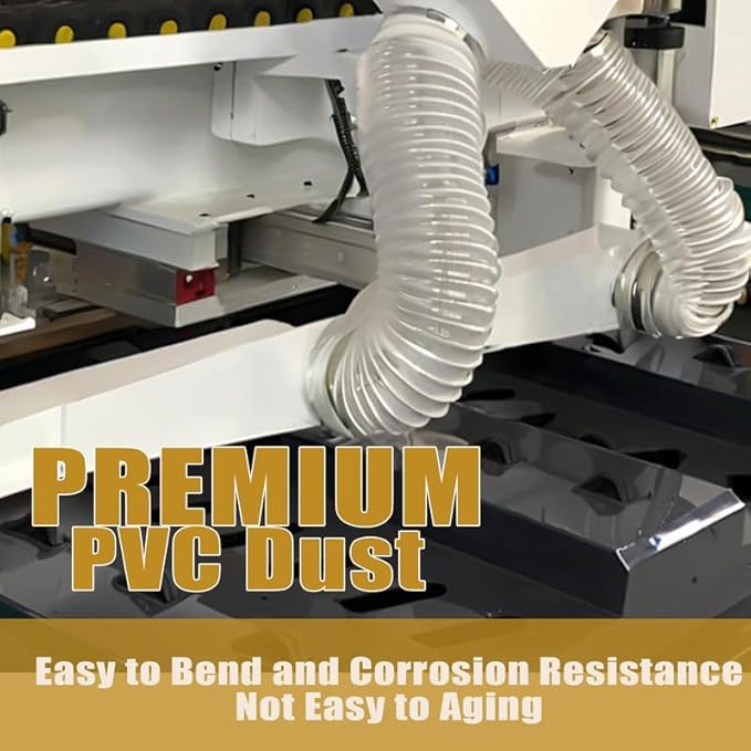 2 1/2" x 20' Dust Collection Hose - Puncture Resistant PVC With Carbon Steel Wire Coil - Flexible Clear Fume Hose for Collectors