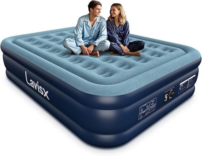 Queen Air Mattress with Built in Pump 18" Blow Up Mattress Raised Air Bed, 3 Mins Quick Self Inflatable with Storage Bag for Guest and Home