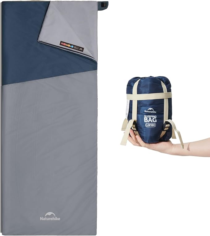 Naturehike Lightweight Compact Sleeping Bag, Envelope Ultralight Backpacking Sleeping Bag Portable, Waterproof, Comfort with Compression Sack for Cold&Warm, Camping, Traveling, Hiking