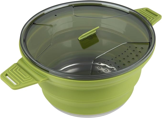 Restaurantware-Hi Tek 2.5 Liter Collapsible Camping Pot, 20 Portable Cook Pots - With Lid, Stainless Steel Bottom, Silicone Camping Cookware, For Travel Or Outdoor Hiking- Restaurantware