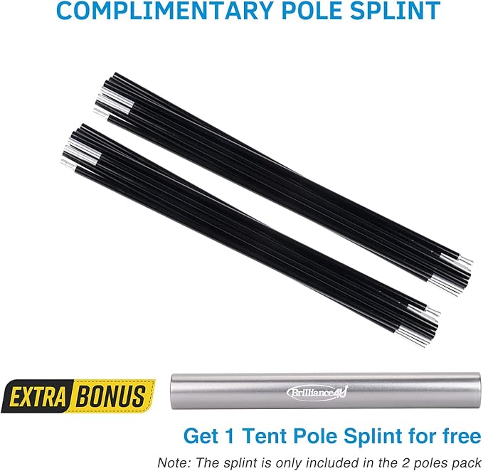 Aluminum Tent Poles Replacement, Black Pre-Assembled Tent Pole, 7001 T6 Heated Camping Tent Rod