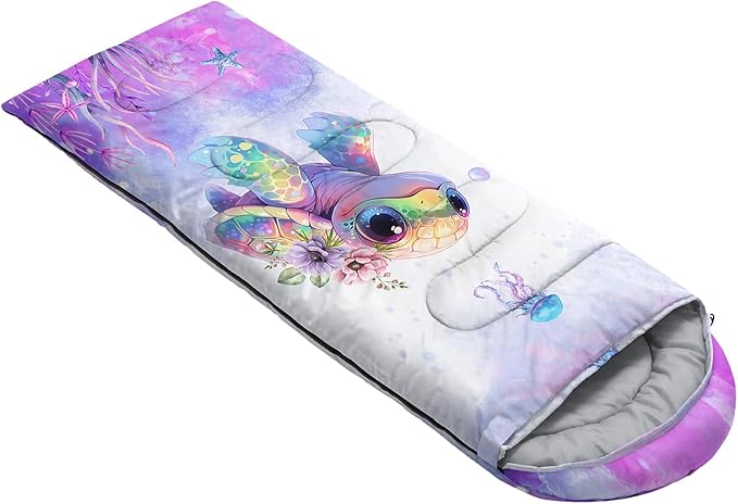 Sea Turtle Sleeping Bag for Kids Boys Girls,Ocean Themed Camping Gear,Waterproof Compact Sleeping Bag for Camping Backpacking Outdoor Hiking.