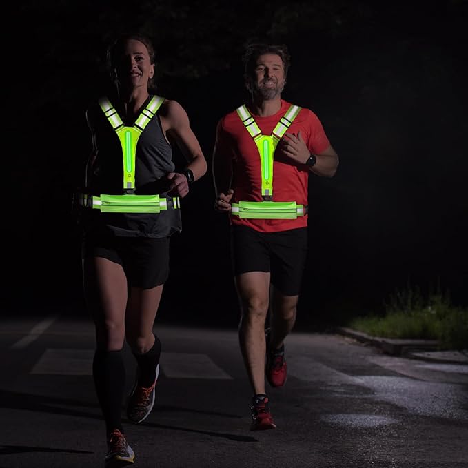 LED Safety Wristband Lights - Rechargeable Light Up Arm Ankle Band Kids Magic Slap Glow Bracelets Reflective Belt High Visibility for Night Cycling Walking Joggers Running Gear