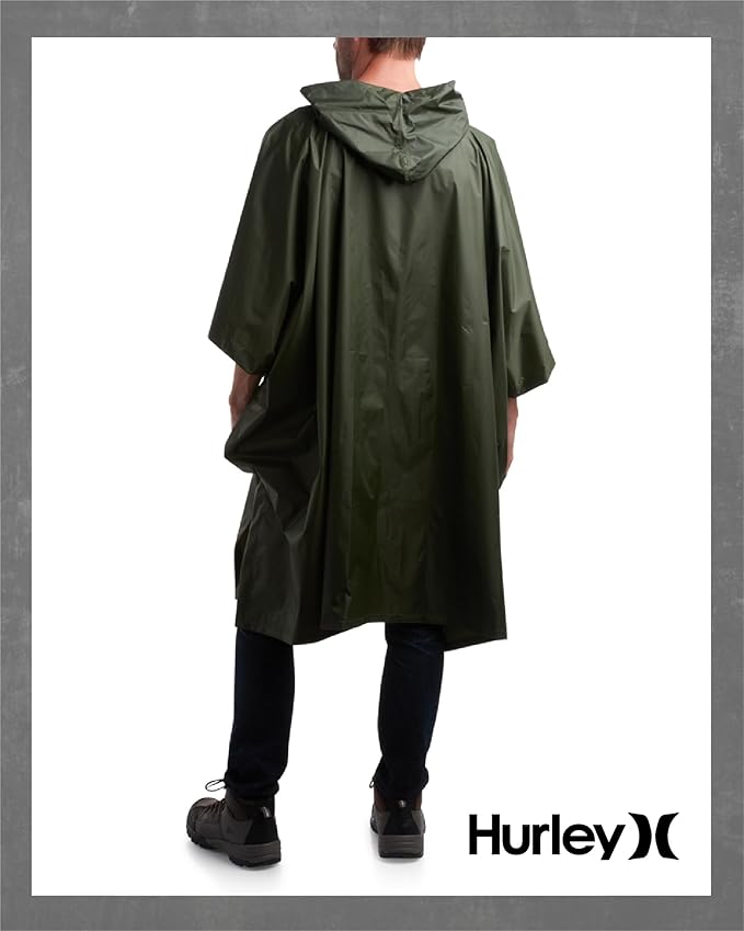 Hurley Ponchos Adult - Waterproof Rain Ponchos for Adults, Lightweight Packable Rain Poncho for Hiking, Camping & Emergency