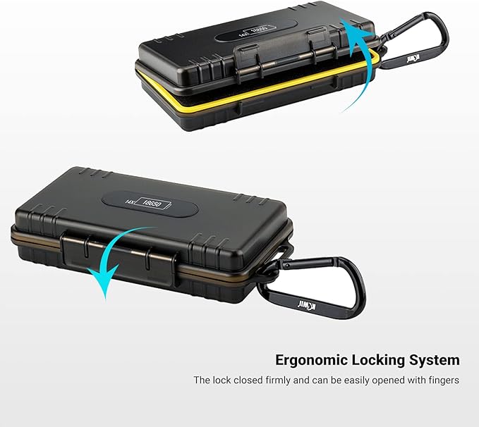JJC 14 Slots 18650 Battery Case with Carabiner, Water-Resistant and Shockproof Battery Storage for 14 x 18650, 18650 Organizer Box