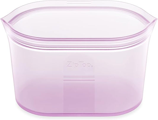 Zip Top Reusable Food Storage Bags | Large Dish [Lavender] | Silicone Meal Prep Container | Microwave, Dishwasher and Freezer Safe | Made in the USA