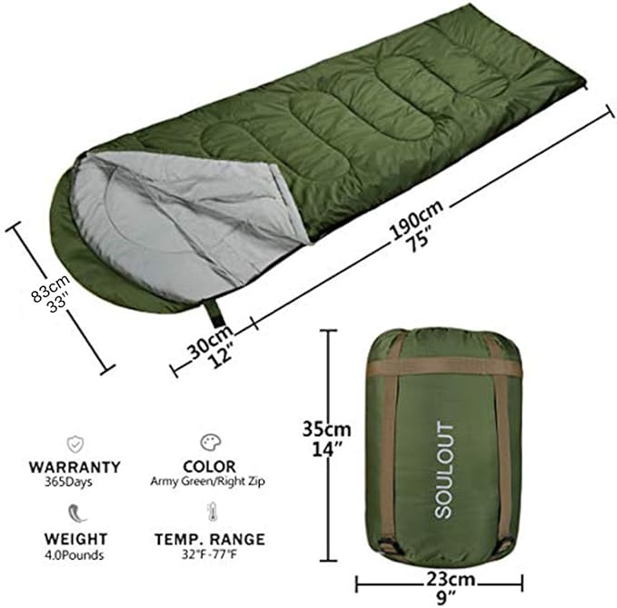 Sleeping Bag,3-4 Seasons Warm Cold Weather Lightweight, Portable, Waterproof Compression Sack Adults & Kids - Indoor & Outdoor Activities: Traveling, Camping, Backpacking, Hiking