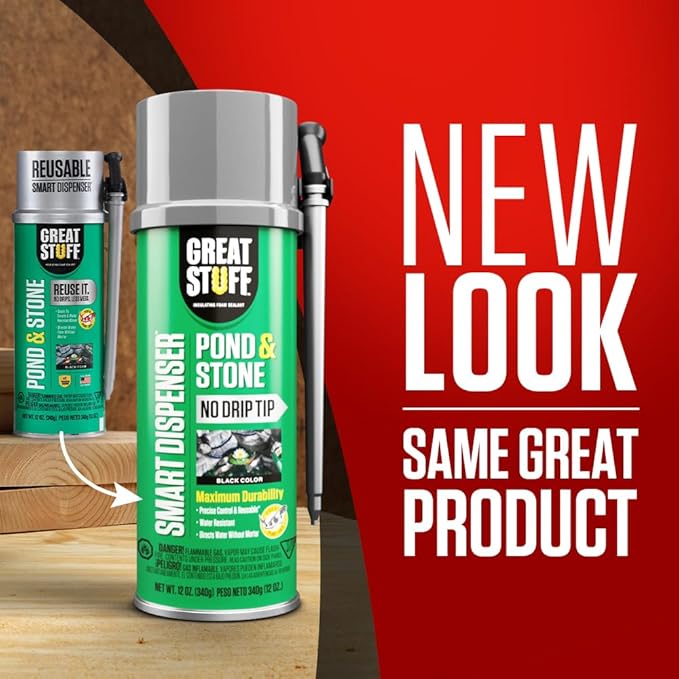 GREAT STUFF 99112849 Smart Dispenser Pond & Stone, 12 oz, Black
