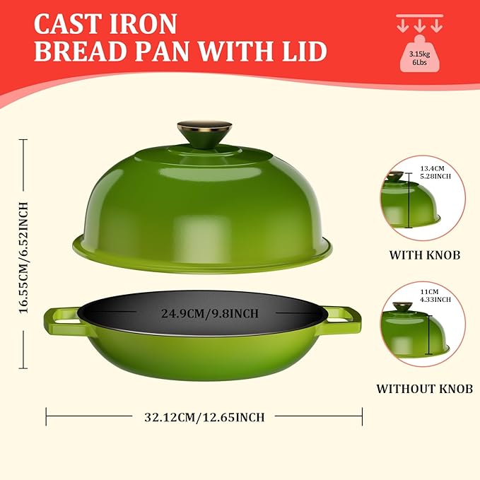 YUTANN Enameled Cast Iron Dutch Oven, 5 QT Nonstick Dutch Oven, Titanium Nonstick Coating, Ideal for Bread Baking/Braising/Roasting, Oven, Gas Stove and Stovetop Safe, Safe Material & Easy to Clean