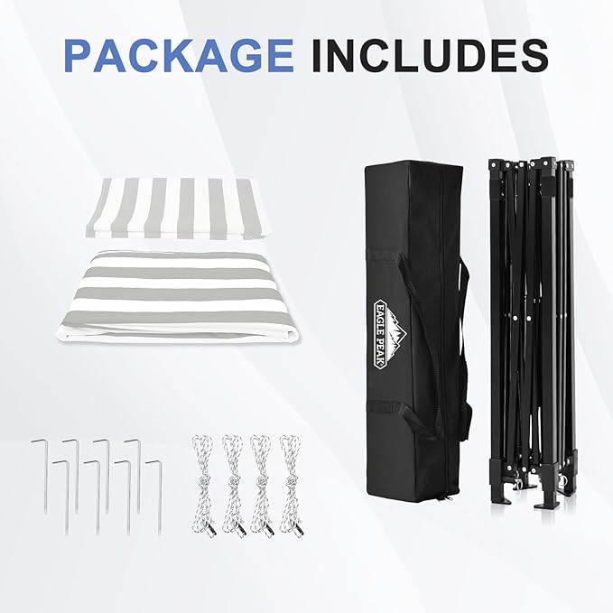 EAGLE PEAK Flex Ultra Compact 5x5 Pop-up Canopy, Sun Shelter, Changing Room, Portable Privacy Tent for Pool, Fashion Photoshoots, or Camping, Gray/White