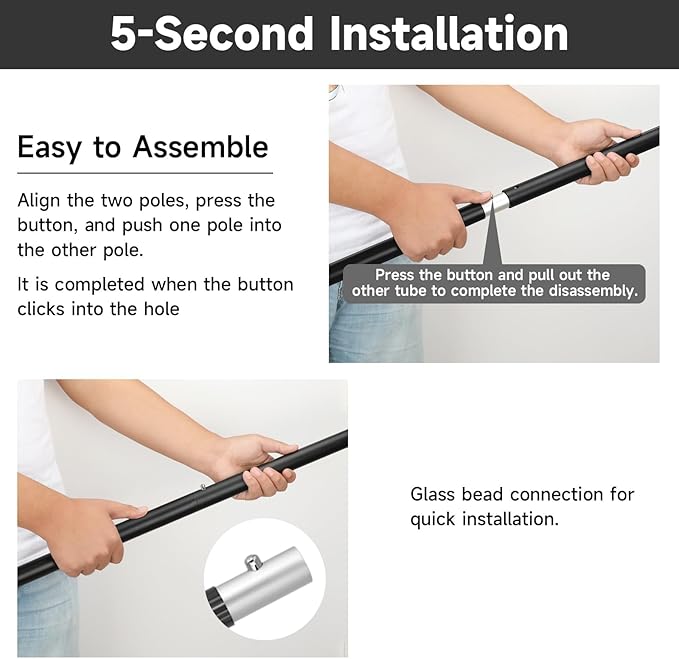 SAN LIKE Tent Poles Aluminum Tent Poles for Tarp 75inch Camping Tarp Poles Adjustable Collapsible Tent Poles for Awnings Canopy Rain Fly Shelter 4 Sets-5 Sections