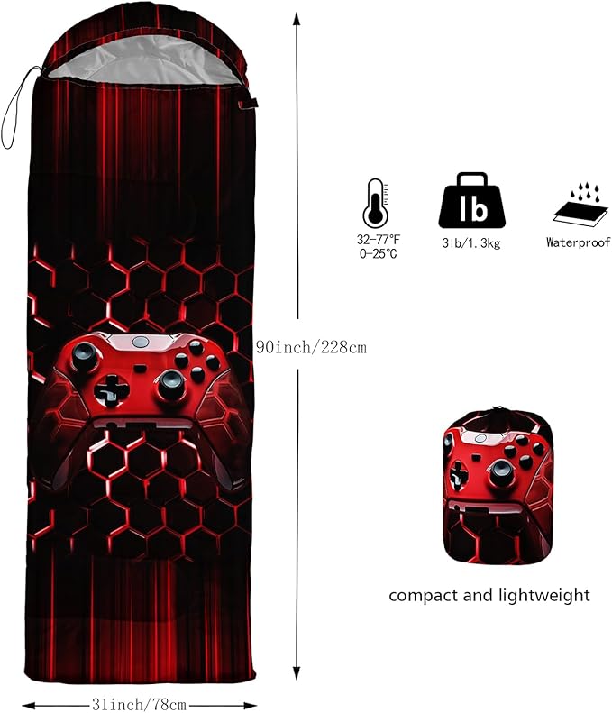 QOOMO Camping Sleeping Bags,3 Season Warm & Cool Weather,Lightweight,Waterproof Sleeping Bags for Adults & Kids,Traveling,and Outdoors,Camping Gear Equipment