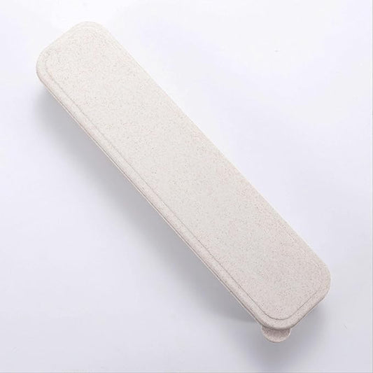 1Pcs Simple Utensil Holder with Lid, Reusable Utensils Wheat Straw Travel Cutlery Box，Portable Flatware Box Travel Tableware Storage Case, Simple Tableware Storage Boxs Case for Cutlery Kit (Beige)