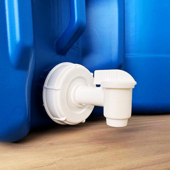 5-Gallon Stackable Water Storage Containers, 5 Gallons Each w/Lids + Spigot, Easy Fill, Survial Supply Emergency Water Storage for Camping and Disaster Preparedness, RV, Camping, 10 Gallon
