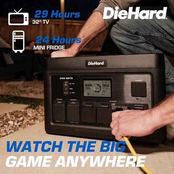 DieHard Portable Power Station 2400-Watt (4800-Watt Peak) 2048Wh - Quiet Solar Generator, Lightweight Solution for Home Backup, Weather Emergencies, Outdoor Recreation, Jobsite and More