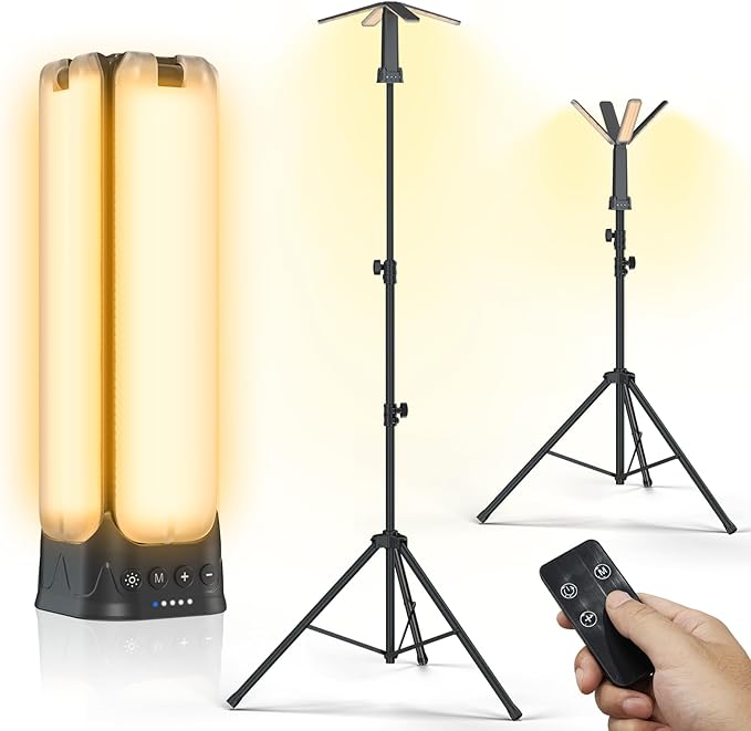 Camping Lights with Remote & Stand 8.2 Ft,14000 mAh Rechargeable Camping Lantern Tent Light, 6000 Lumen Magnetic Work Light,Portable Outdoor Light for Hiking,Camping,Emergency,Power Outages