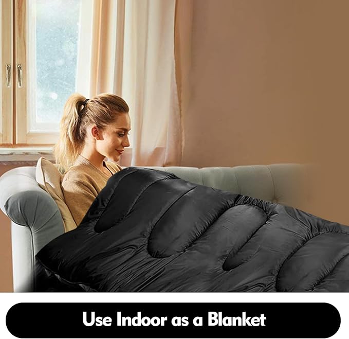 Double Sleeping Bag for Adults Men Women, XL Queen Size Two Person Sleeping Bag for All Season Camping Hiking Backpacking 2 Person Sleeping Bags for Cold Weather & Warm