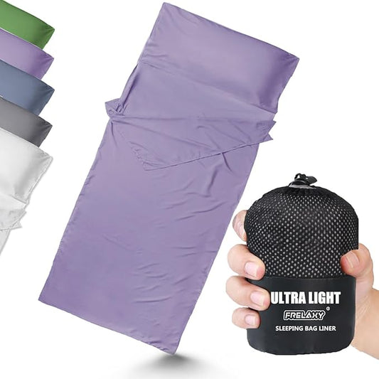 Frelaxy Ultralight Sleeping Bag Liner - Lighter & Compact, 3 Sizes Travel Sheets & Adult Sleep Sack, Comfy Breathable & Cooling & Silky Soft, Quick-Drying, for Backpacking, Hotel, Camping, Hostels