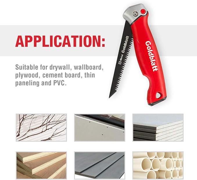 Goldblatt Folding Drywall Saw, Jab Saw, Hand Saws with Soft Grip Handle, Sheetrock Saws for Wallboard, Drywall, Plywood and PVC
