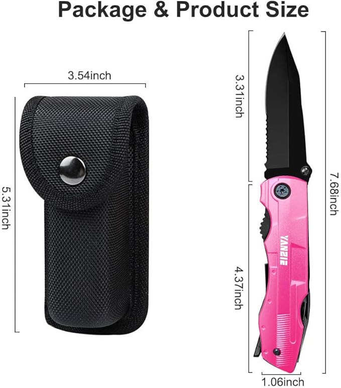 Multitool Pocket Knife with Switch Blades, Can Opener, Wire Cutter, Plier Screwdrivers, Fishing Knife for Camping Hunting, Chrismas/Birthday Gifts for Men/Dad/Kids (Pink)