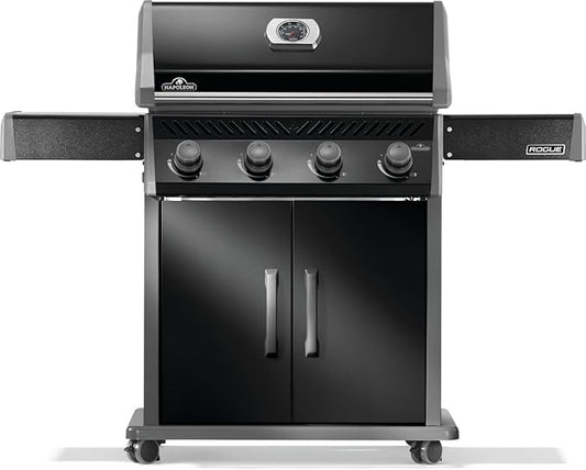 Napoleon Rogue 525 Natural Gas Grill, Black, Durable 4-Burner Cooking Surface
