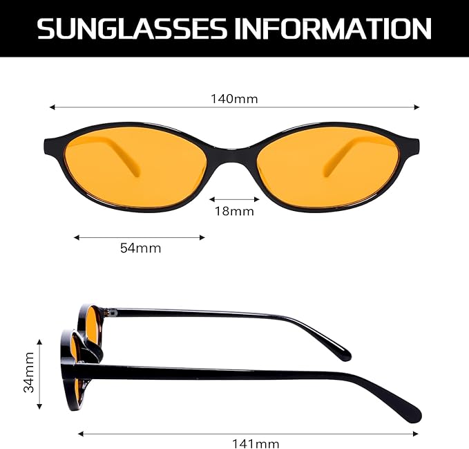 Retro Oval Sunglasses for Women Chic Cat Eye 90s Sunnies Lightweight Narrow Shades Trendy UV protection Sun Glasses