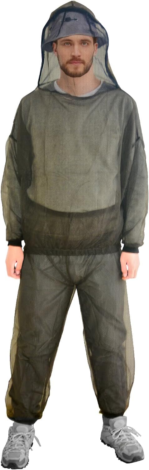 Mosquito Suit, Bug Net Pants & Jacket with Hood, Full Body Bug Suit for Gardening & Outdoor Protection from Bugs, Flies, Gnats, No-See-Ums & Midges, Mosquito Clothing for Women & Men, M Size