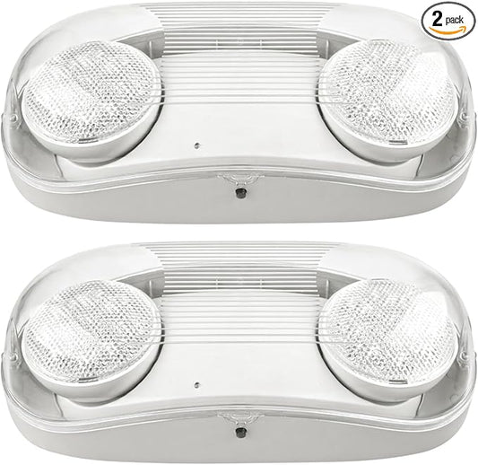 Outdoor Emergency Light with Battery Backup, Exterior Lights with Battery Backup, Wet Location, LED Egress Lights, Exterior Two Adjustable Heads Emergency Lighting Fixture,120/277V, UL Listed (2 Pack)