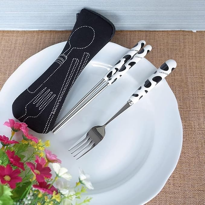 Black Portable Tableware Bag Outdoor Travel Camping Cutlery Pouch Storage Bag Flatware Tableware Dinnerware Carrying Case for Knife, Fork, Spoon, Tea Spoon, Chopsticks, Bottle Opener, Straws