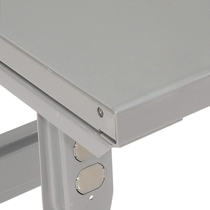 Global Industrial Fixed Height Workbench with C-Channel Flared Leg, Steel Top with Square Edge, 60"W x 30"D x 34"H, 2000 Lbs. Capacity, Gray, Industrial Workbench