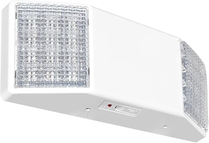 1 Pack LED Emergency Lights with Battery Backup, Two Square Heads Commercial Emergency Light, UL Listed for Damp Location,AC 120/277V, Hardwired Emergency Lights for Business