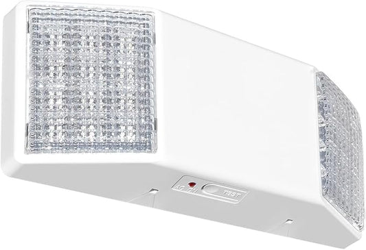 1 Pack LED Emergency Lights with Battery Backup, Two Square Heads Commercial Emergency Light, UL Listed for Damp Location,AC 120/277V, Hardwired Emergency Lights for Business