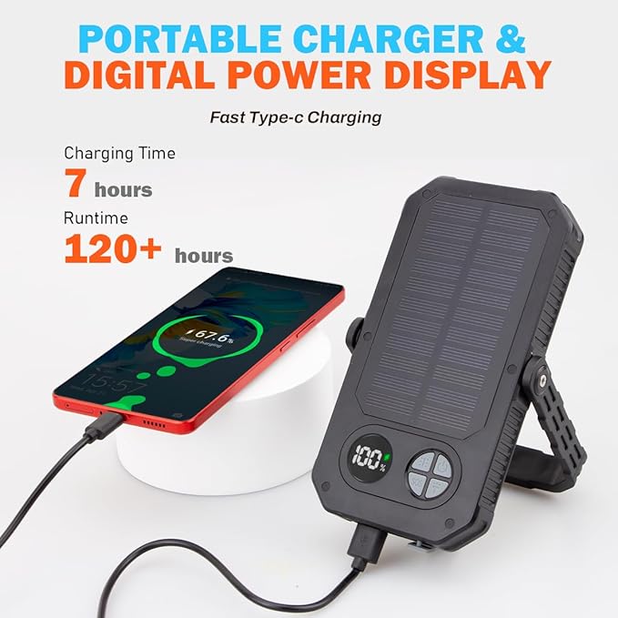 LED Camping Lantern Rechargeable, 10000mAh Portable Camping Lights up to 120+ Hours, 12 Light Modes, Dimmable, LCD Digital Display, Waterproof, Camping Essentials for Power Outages, 6 Packs