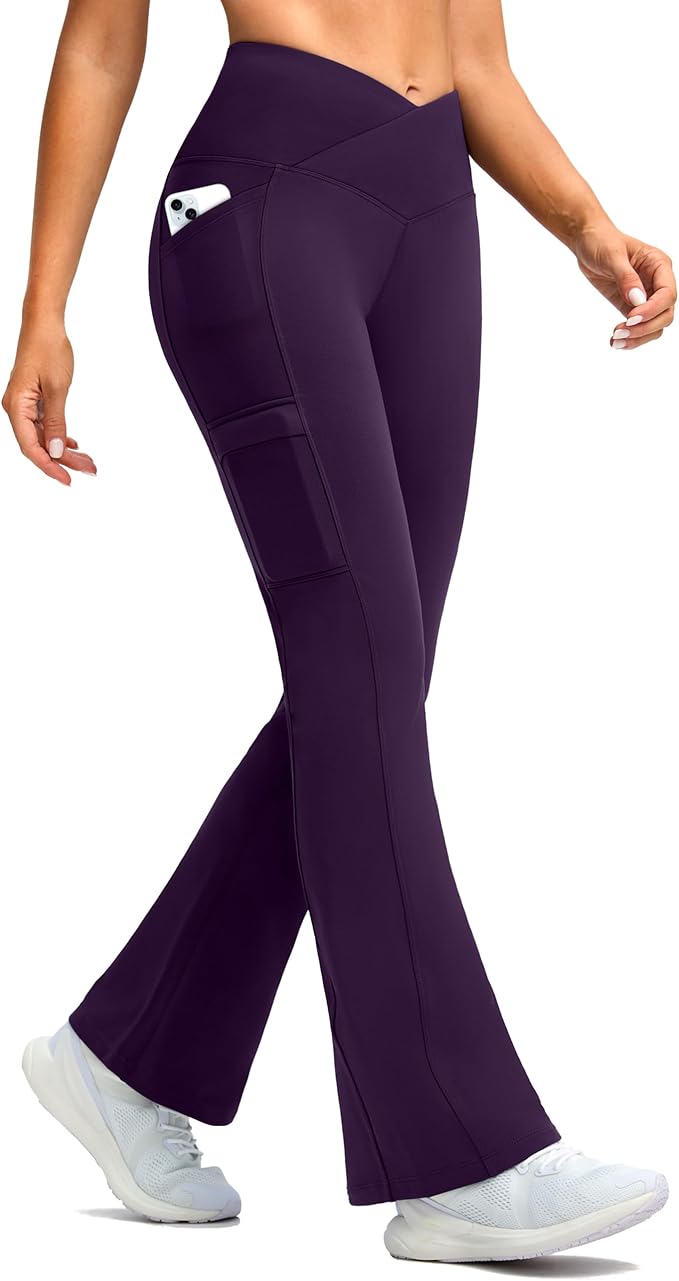 G Gradual Women's Fleece Lined Pants Water Resistant Winter Thermal Flare Leggings Hiking Snow Pants for Women 4 Pockets