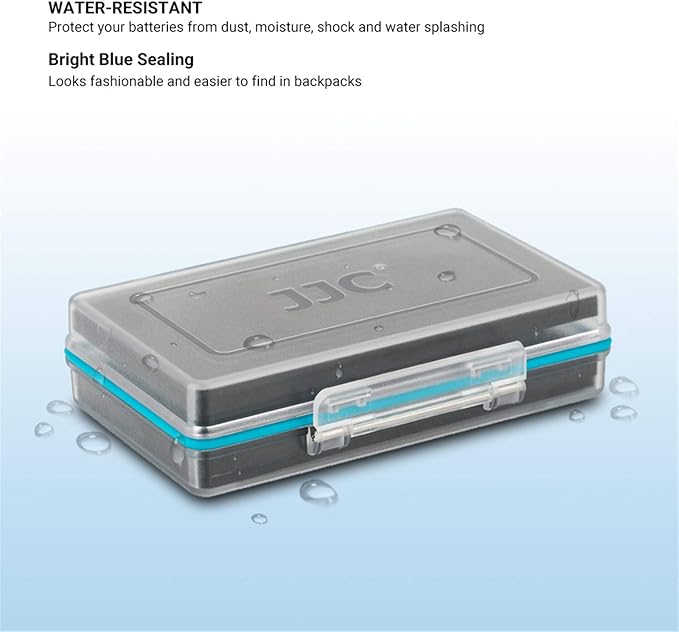 JJC 8 Slots AA Battery Case, PC Shell Water-Resistant & Shockproof Battery Storage Case for 8 x AA / 14500 Battery, AA Battery Organizer Carrying Case