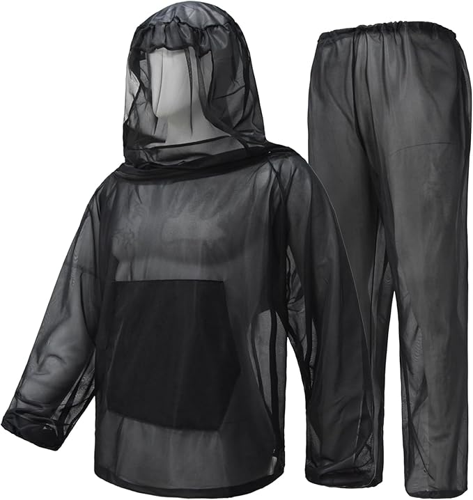 Mosquito Net Suit Camo Hunting Mesh Suit Bug Net Clothing with Hood for Outdoor Protection No-See-Ums Garden Camping