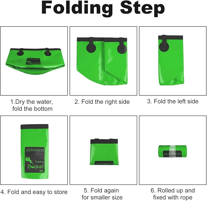 AUTODECO 2 Pack Collapsible Bucket 5 Gallon Container Folding Water Bucket Portable Wash Basin for Outdoor Travelling Camping Fishing Gardening Car Washing 20L