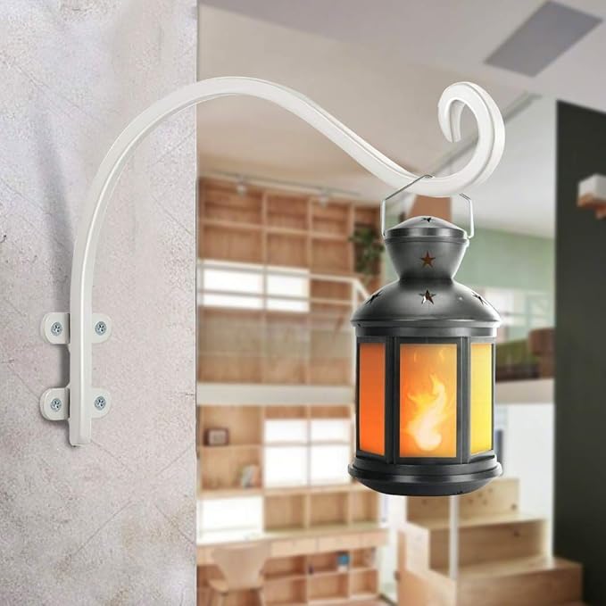 16 Inch Plant Hangers Outdoor 2 Pack White, Heavy Duty Plant Hanging Bracket Hook for Flowers Baskets Planter Pots Bird Feeder Lanterns Wind Chimes Outdoor Indoor