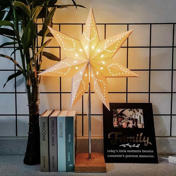 YY YEARCHY Table Lamp Paper Lamp Able Lamp Standing Lamps with Rice Paper Shade for Bedroom Livingroom (Star)